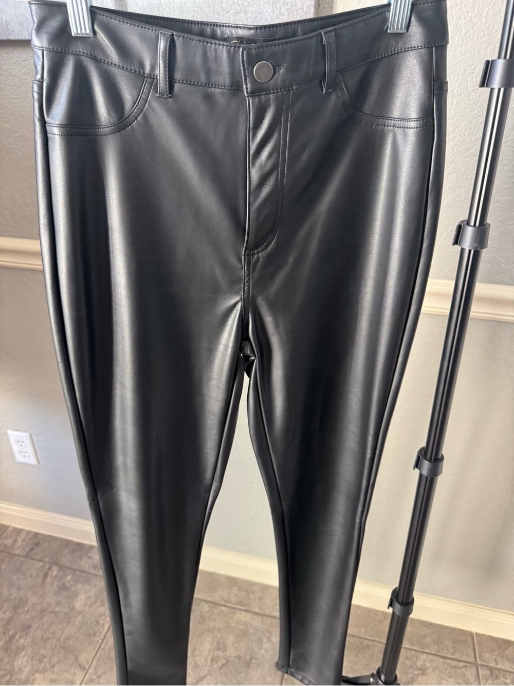 Black Faux Leather Women Skinny Pants